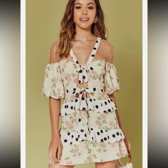 For Love And Lemons Butterscotch Tiered Mini Dress - Picture 16 of 16